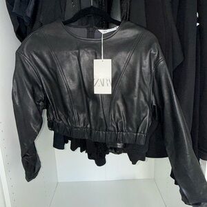 Zara Black Leather Jacket for Women